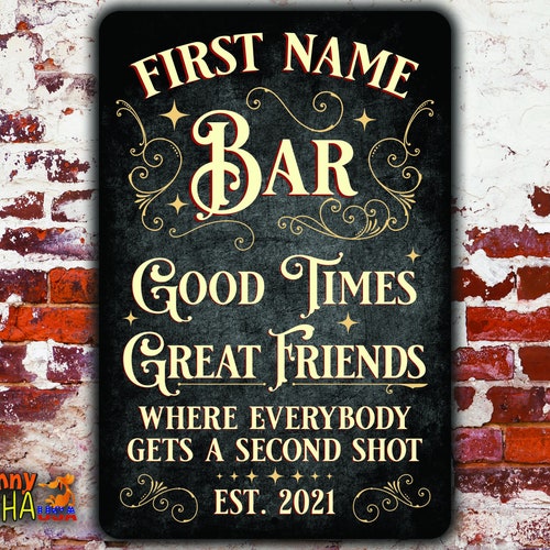 Vintage Bar Sign Personalized Metal Home Bar Sign Everyone Etsy