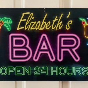 Neon Style Personalized Metal Bar Sign image 4