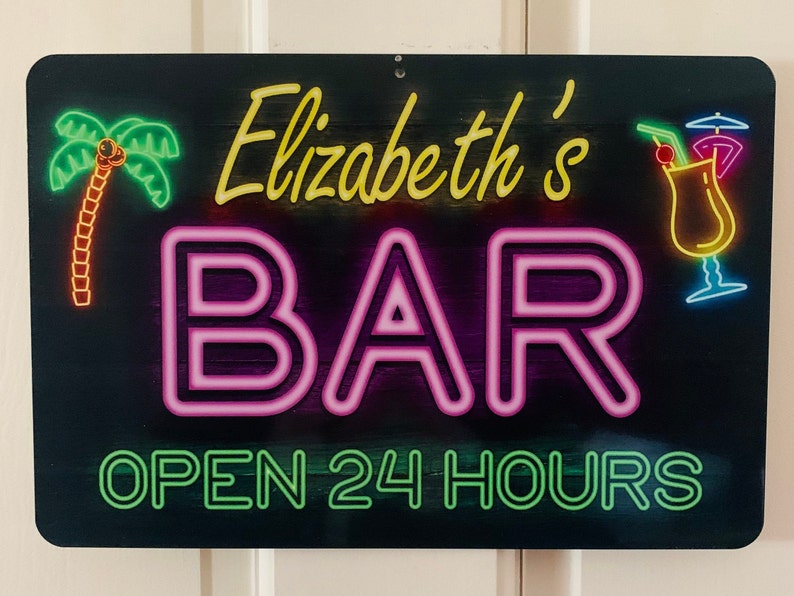 Neon Style Personalized Metal Bar Sign image 4