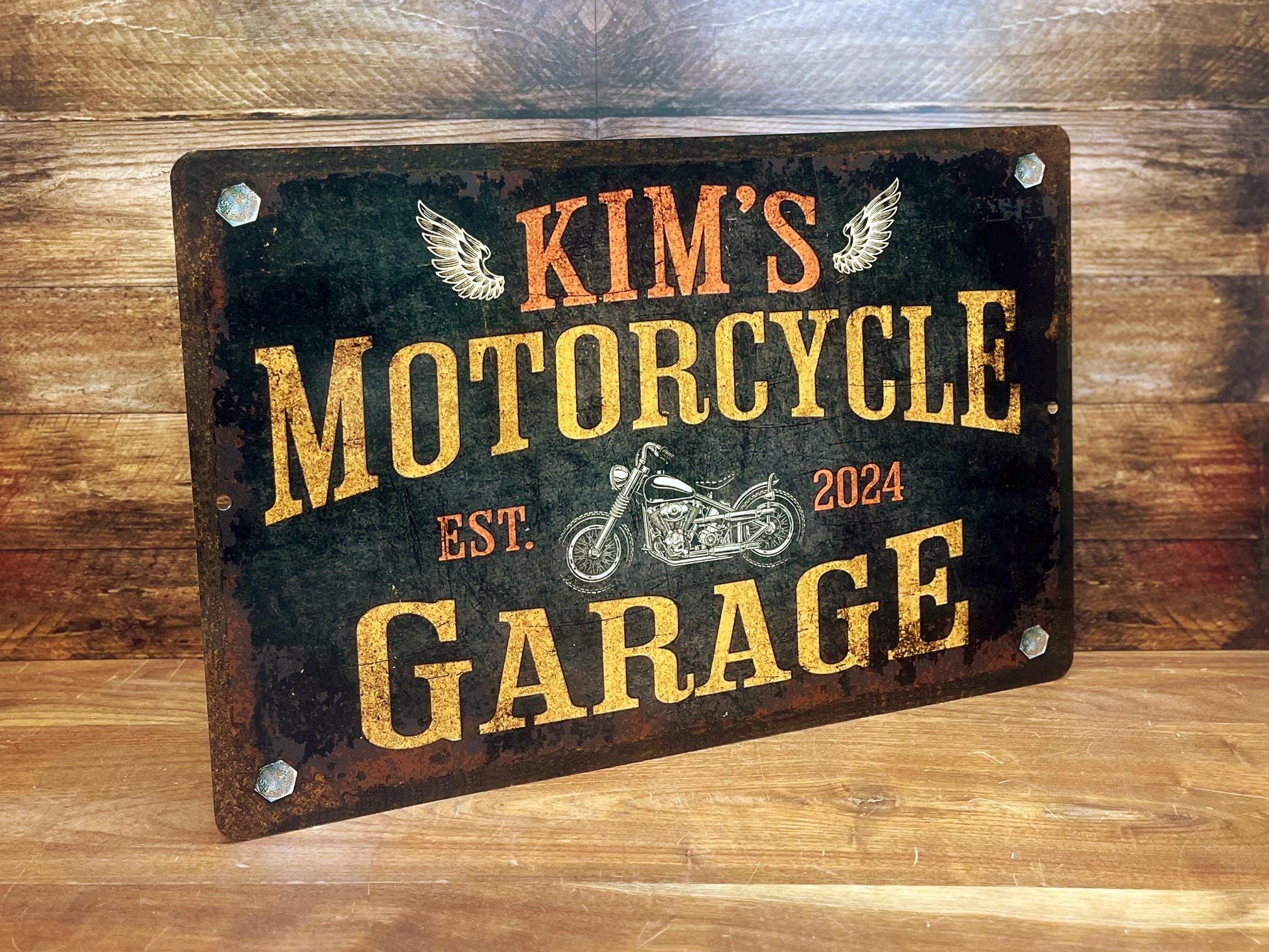 Personalized Motorcycle Garage Metal Sign: Custom Biker Decor - Etsy