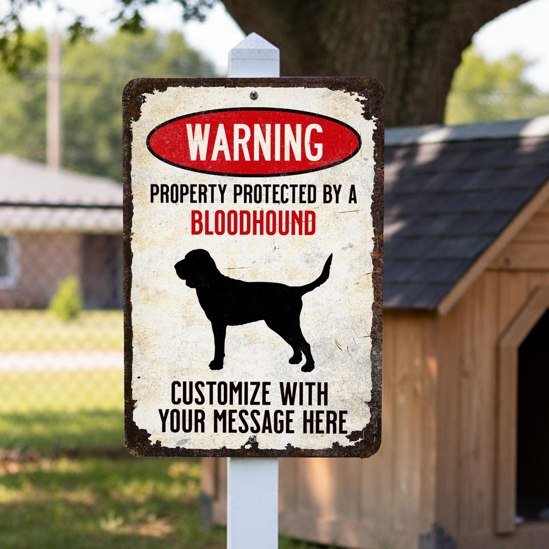 Bloodhound Sign: Custom Beware of Dog Outdoor Metal Decor - Etsy