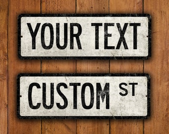 Custom Vintage-Style Metal Street Sign with Weathered Appearance - 6" x 18"