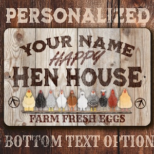Happy Hen House Sign | Chicken Coop Swag | Personalized | Vintage Design | Funny Chicken Sign