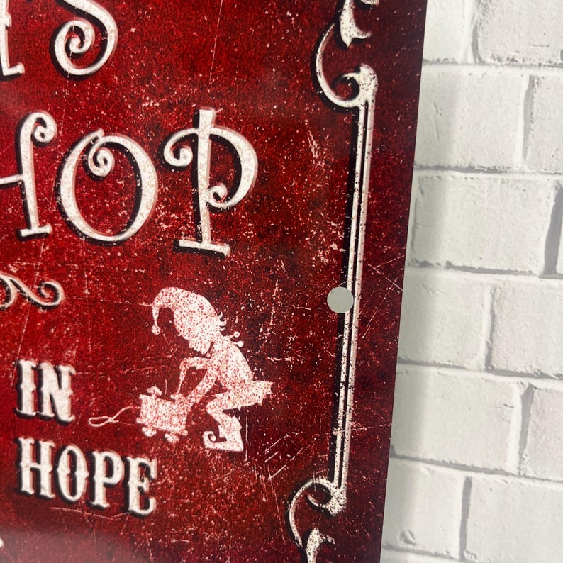 Santa's Workshop Vintage - Style Metal Christmas Sign image 5
