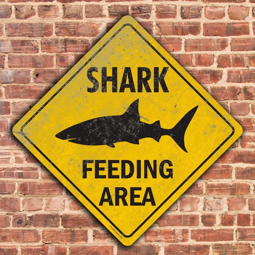 Plastic Sign Warning Beach Closed Due to Shark Sighting 