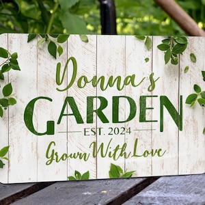 Personalized Garden Sign: Rustic Metal, Weathered Wood Design