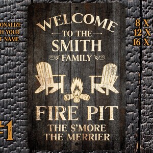 Fire Pit Sign | Personalized Sign | Vintage Design | Family Fire Pit | Custom Camping Sign