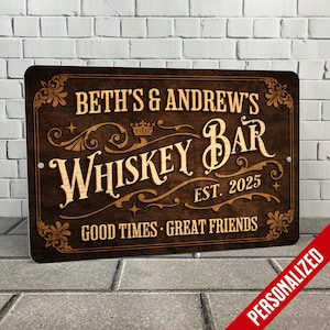 Bar Sign Vintage Black Wood Design - Personalized Metal Sign