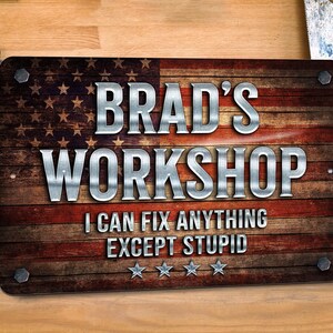 Custom Metal Sign Vintage American Flag Design for Garage, Workshop or Man Cave