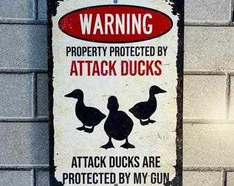 Attack Duck Sign, Funny Metal Warning Sign for Gun Owners - Etsy