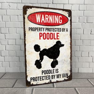 Poodle Sign | Beware of Dog Aluminum Sign | Funny Poodle Decor | Dog Lovers Gift