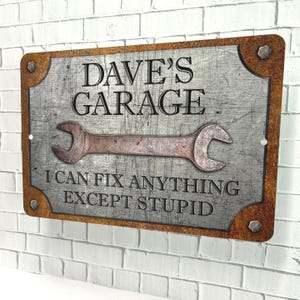 Personalize with Name on top line
Garage Version of Sign
Printed Aluminum Sign