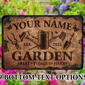 Personalized Rusty Look Garden Sign