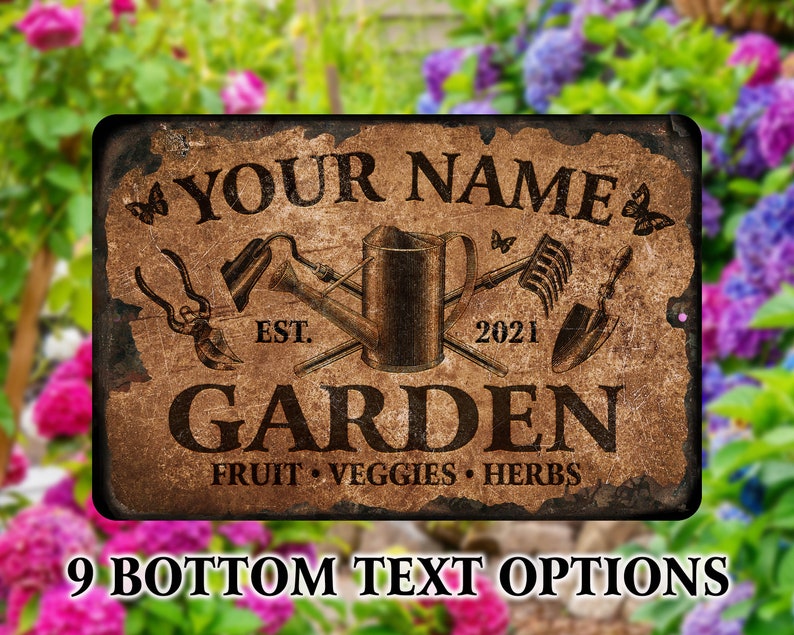 Personalized Rusty Look Garden Sign - Etsy