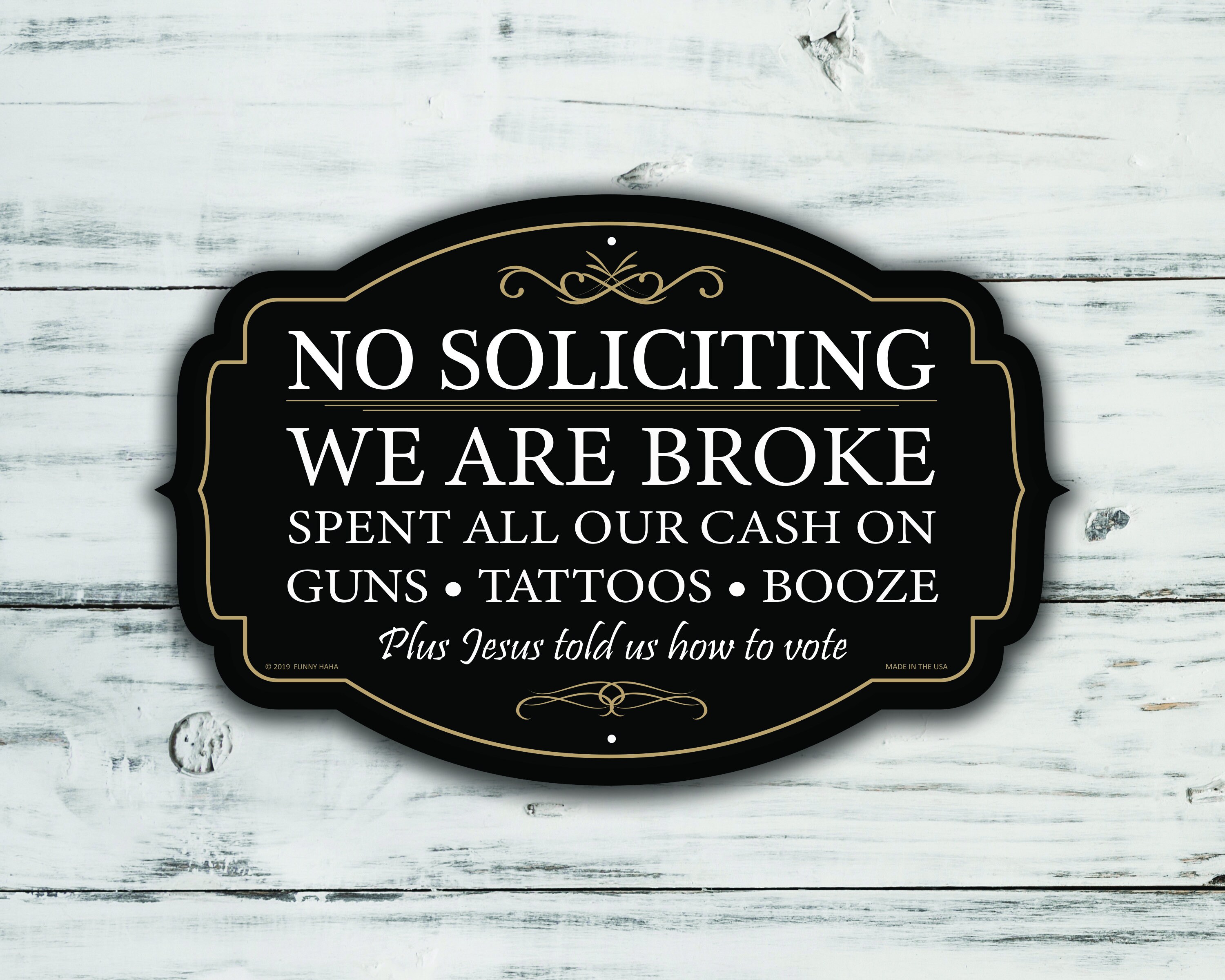 No Soliciting We Are Broke Black PVC Funny Sign - Etsy