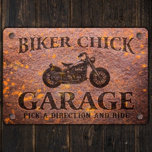 Panneau moto Garage pour motards personnalisé Plaque en métal personnalisée Design rouillé image 4