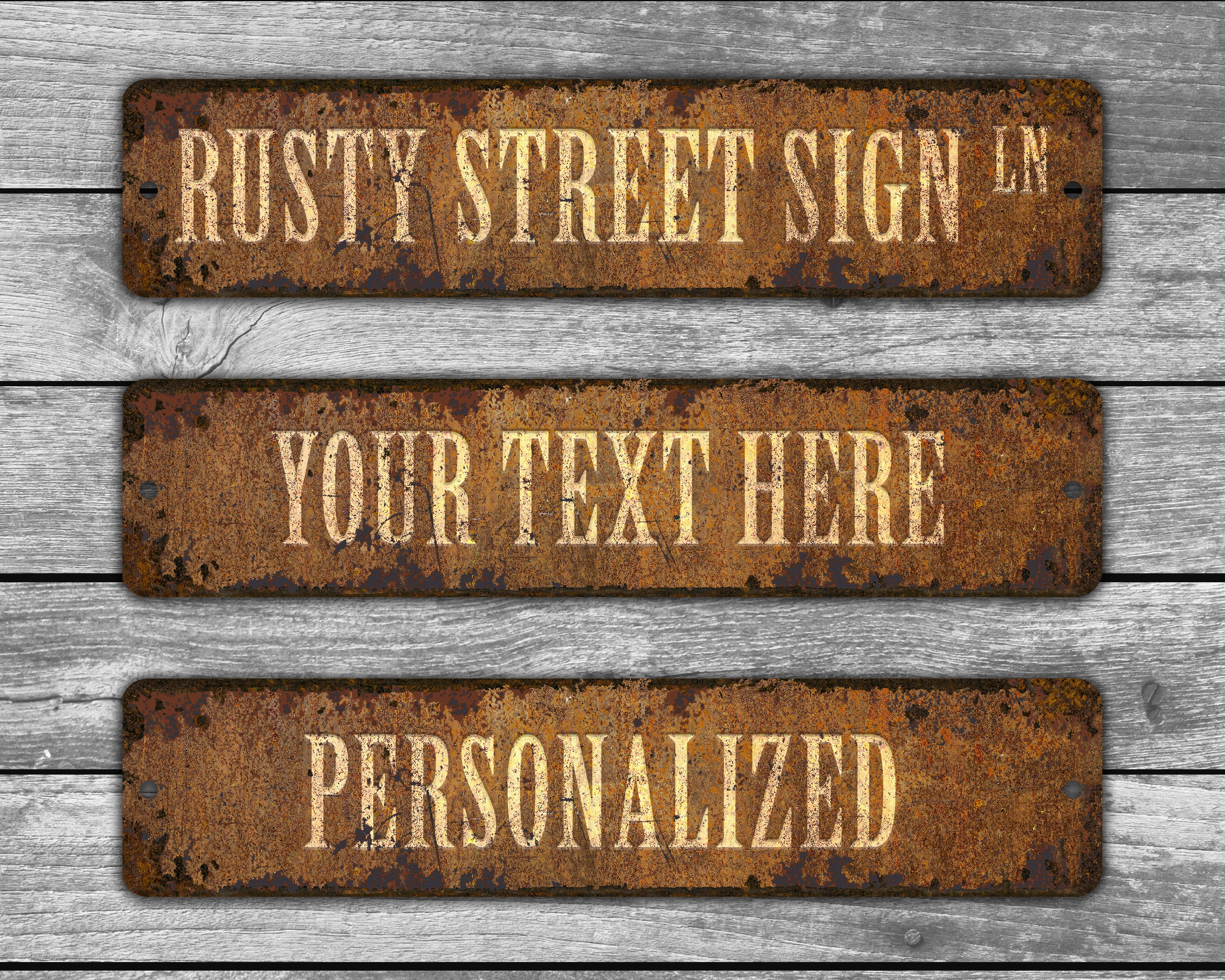 Rusty Signage Custom Rusty Metal Street Sign Vintage-style With Weathered Appearance ...