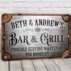 Custom Bar Sign for Your Ultimate Home bar, Man Cave or Garage Retreat | Vintage Inspired | Personalized Metal Sign