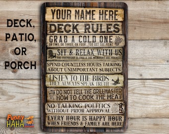 Deck Sign | Personalized Outdoor Party Decor | Custom Patio Funny Metal Sign