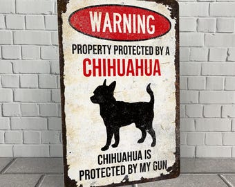 Danger CHIHUAHUA Zone - CARTELLO ATTENTI AL CANE In Adesivo Resistente Pannello In Forex Pannello In Alluminio O In Plexiglas