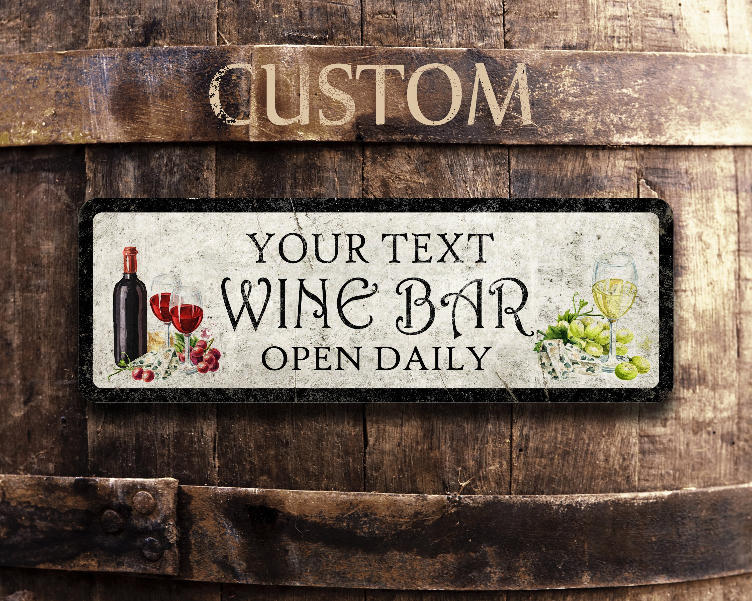 Décoration Murale en Métal - Thème de vin