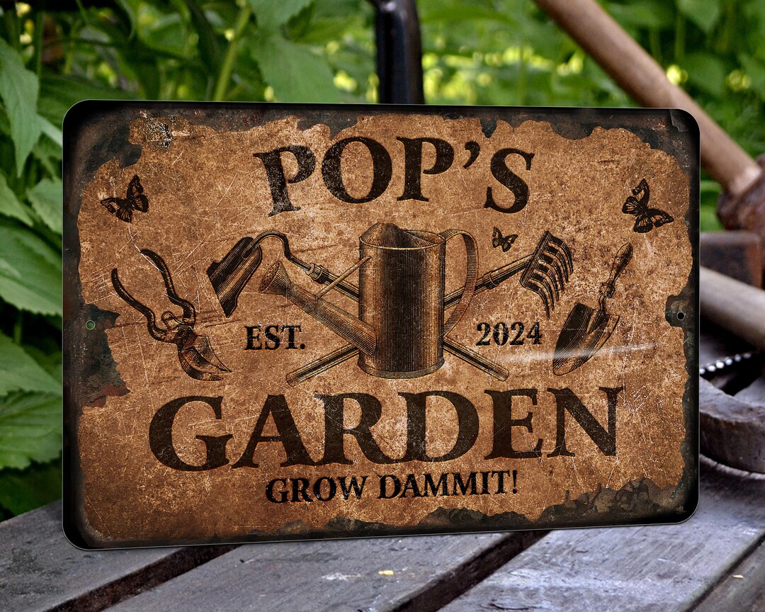 Personalized Rusty Look Garden Sign - Etsy