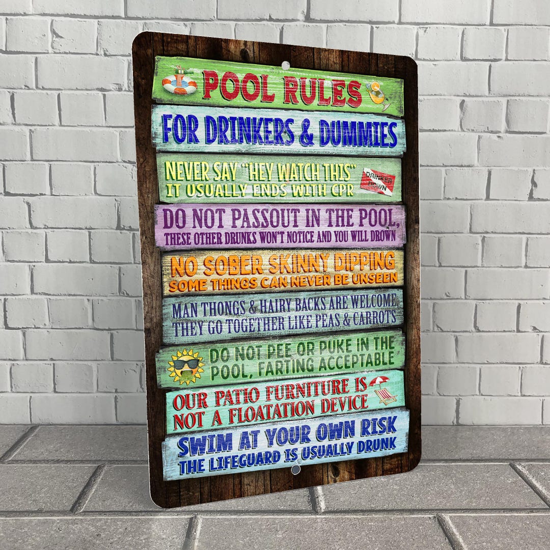 Vintage Metal Funny Pool Rules Sign for Outdoor Tiki Bar Decor - Etsy