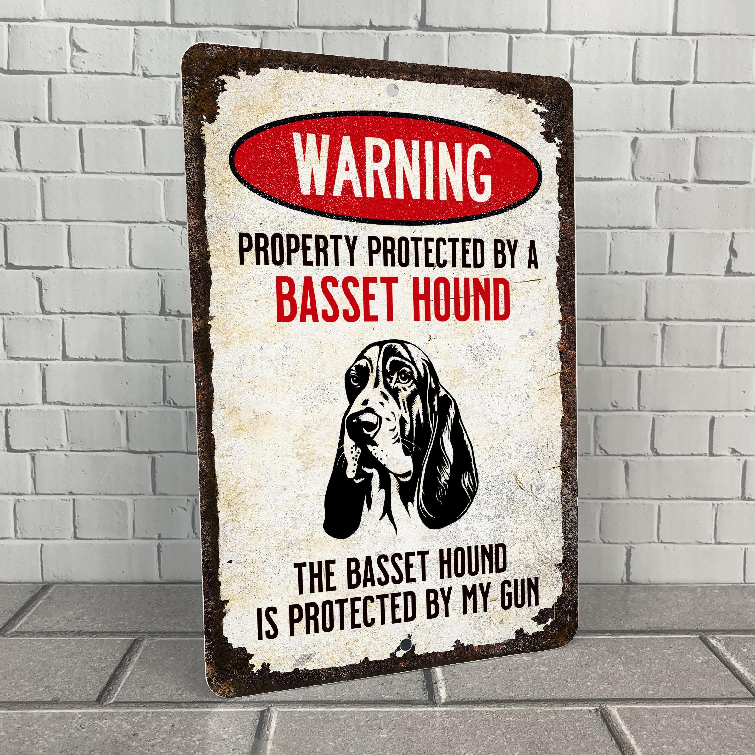 Basset Hound Sign: Custom Beware of Dog Metal Outdoor Decor - Etsy