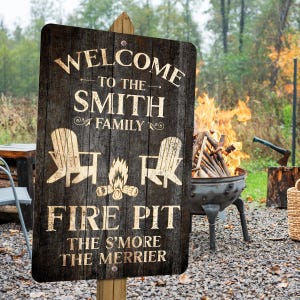 Fire Pit Sign | Personalized Sign | Vintage Design | Family Fire Pit | Custom Camping Sign