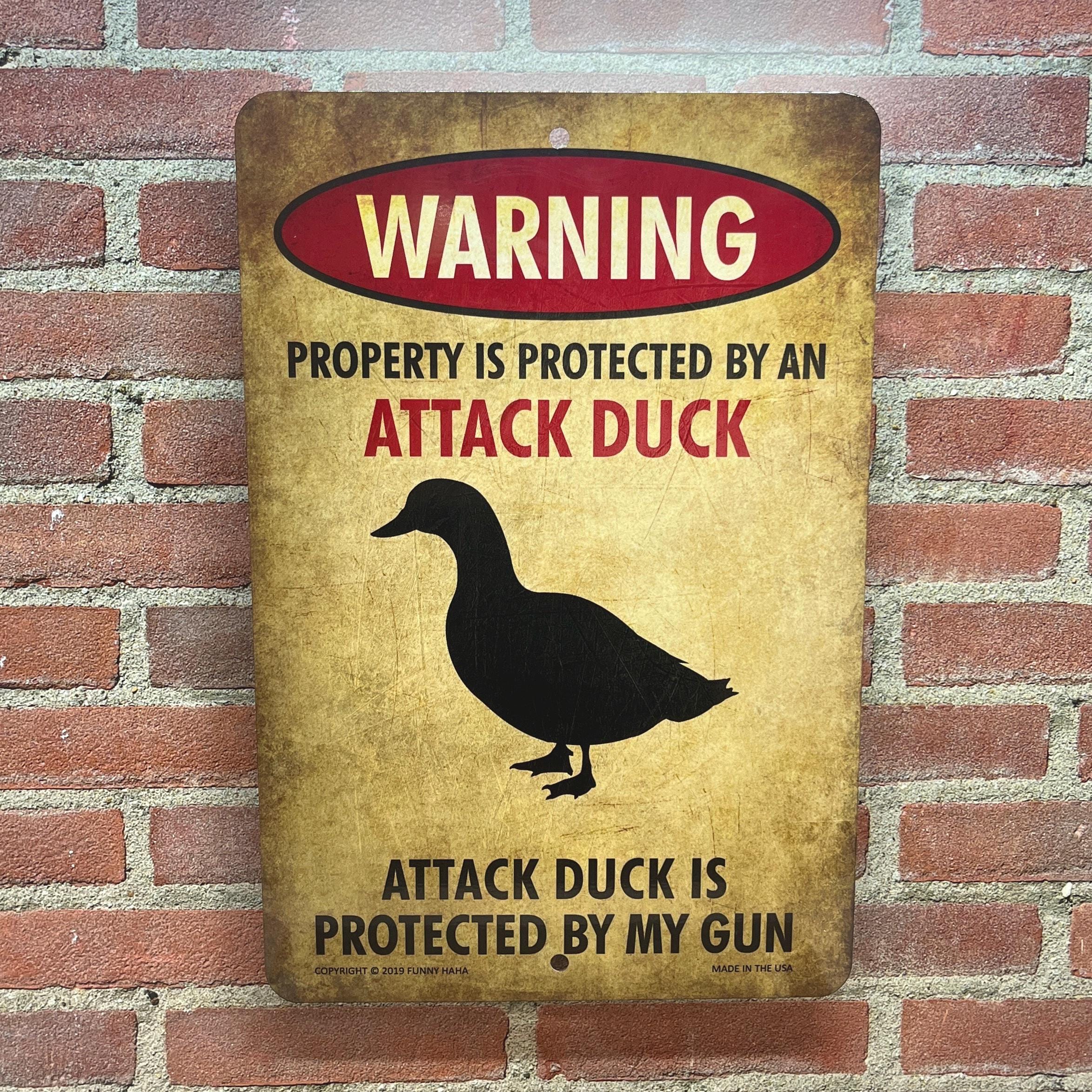 Attack Duck Metal Sign, Funny Outdoor Warning Sign - Etsy
