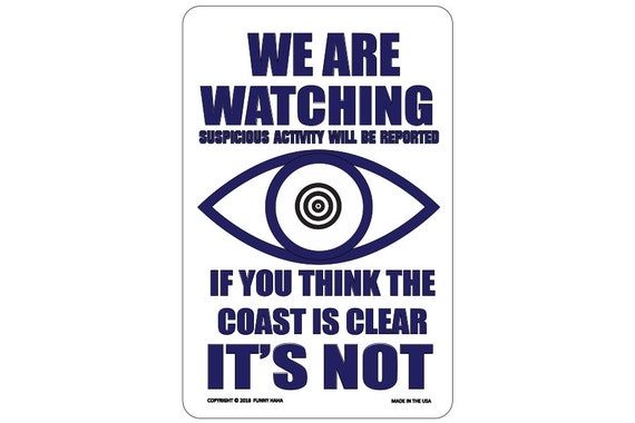 Watching You Funny Metal Sign Home Security Sign - Etsy Canada