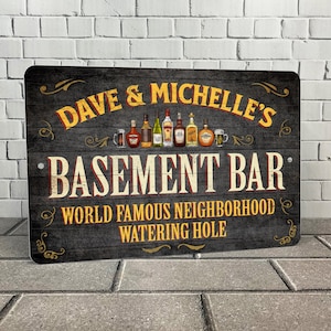 Custom Bar Metal Sign: Vintage Mancave Decor