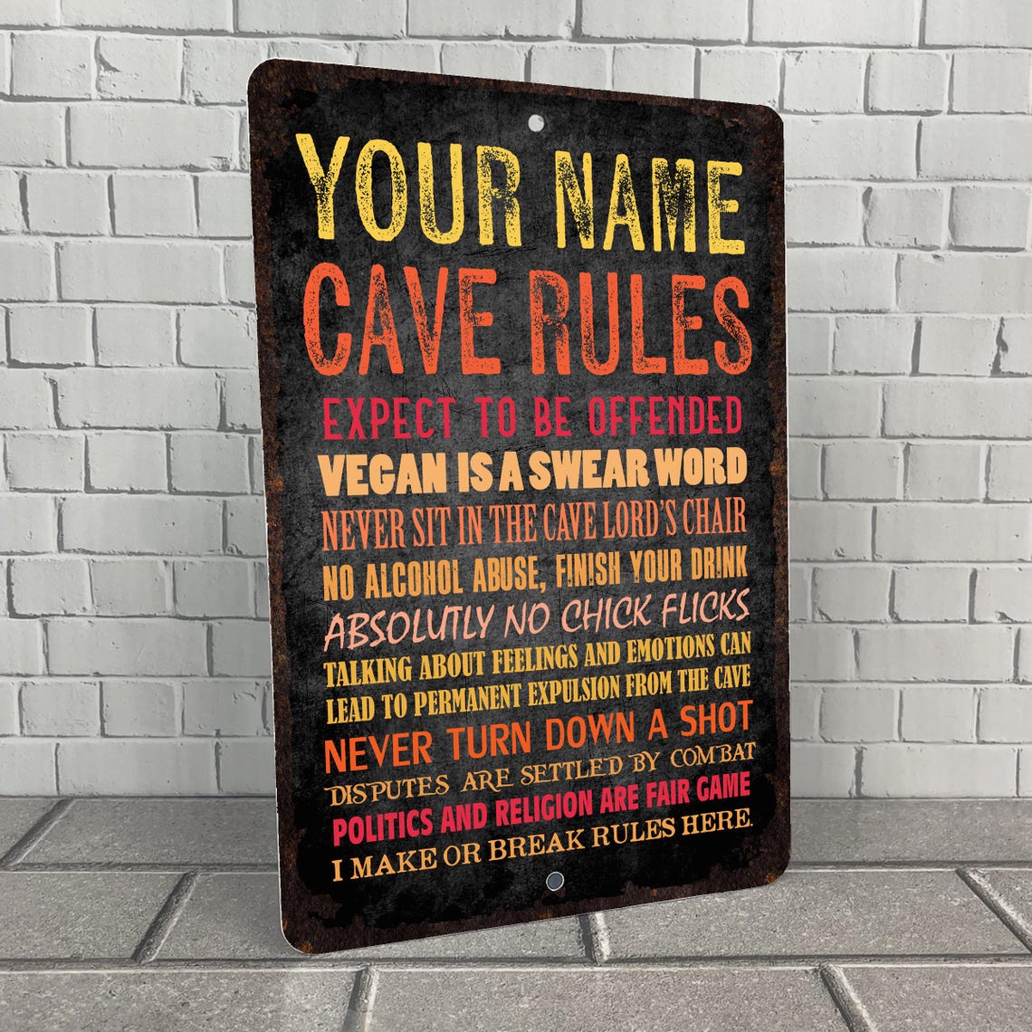 Man Cave Rules Metal Sign, Funny Personalized Gift for Him - Etsy