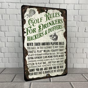 Funny Golf Sign | Funny Golf Rules | Man Cave Sign