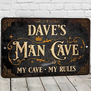 Custom Vintage Man Cave Sign | Personalized Wall Decor for Him