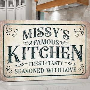 Personalized Distressed Metal Kitchen Sign: Custom Family Name