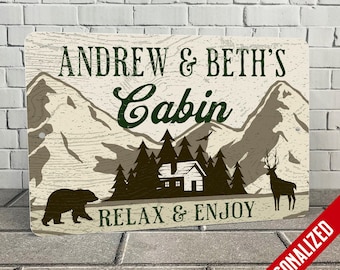 Custom Cabin Sign, Personalized Metal Sign for Vacation Homes, Mountain Getaway, Lakehouse or Rental