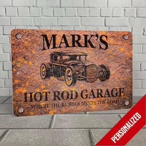 Custom Rusty Design Hot Rod Garage Metal Sign