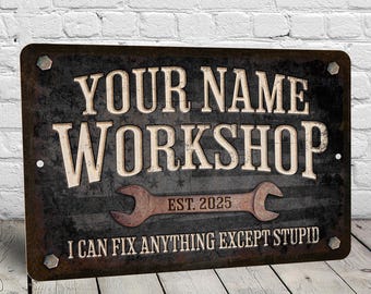 Custom Metal Workshop Sign: Personalized Garage Decor, Patriotic Gift for Him