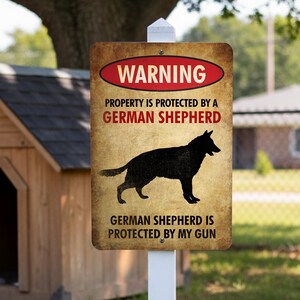 German Shepherd Sign, Beware of dog Funny Metal Yard Decor