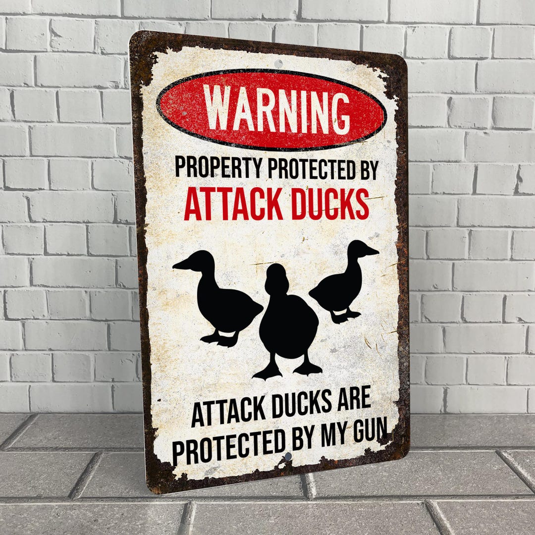 Attack Duck Sign, Funny Metal Warning Sign for Gun Owners - Etsy