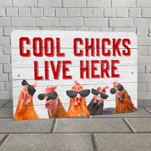 Cool Chicks Live Here: Funny Chicken Coop Sign | Rustic Farm Decor for Hen House & Egg Collectors