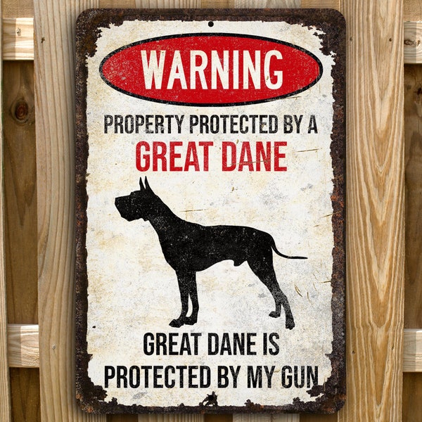 Great Dane Sign | Beware of Dog Aluminum Sign | Funny Great Dane Decor | Dog Lovers Gift