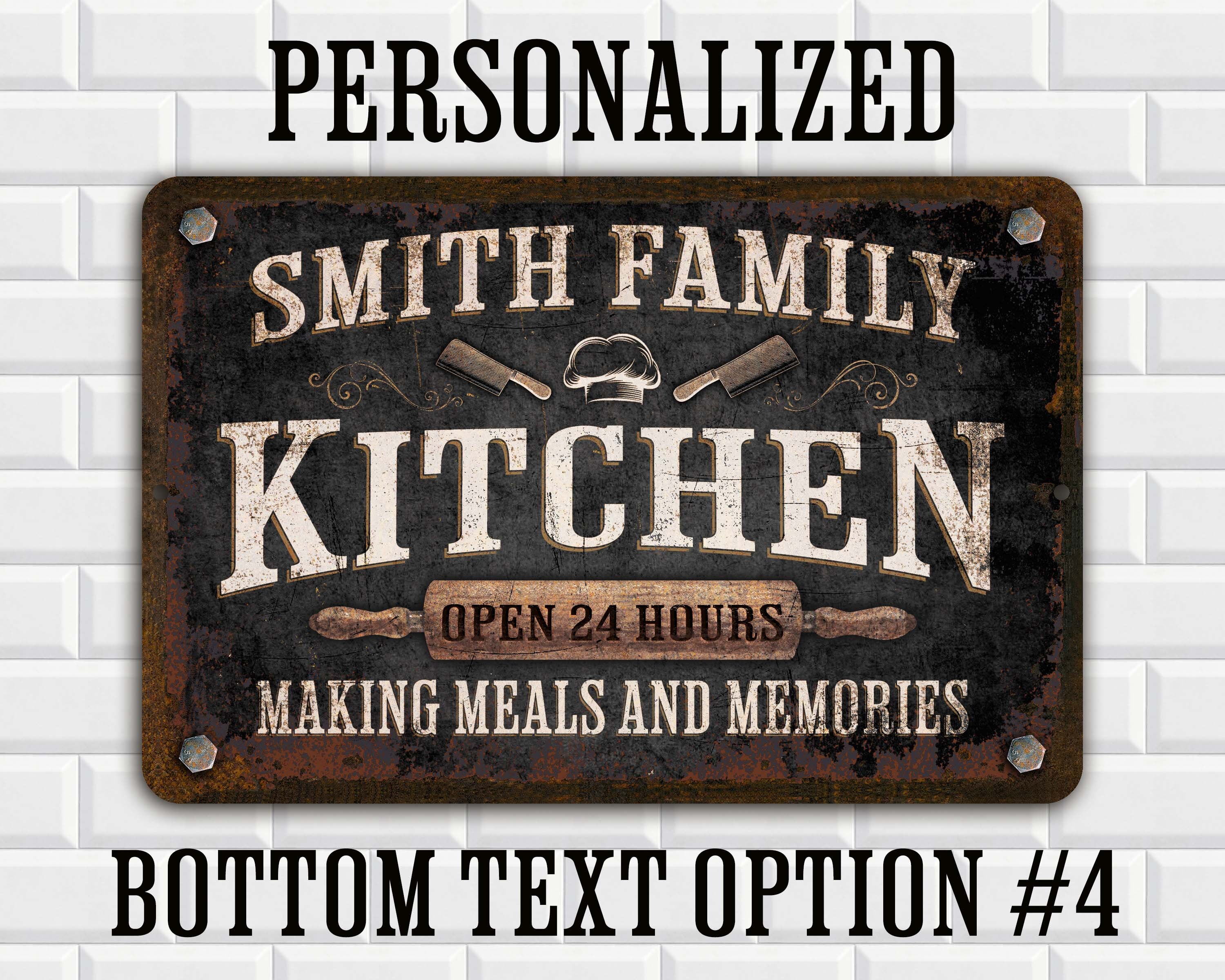 Custom Kitchen Sign | Personalized Farmhouse Decor| Black Distressed ...