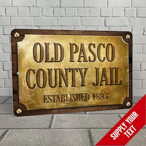 Custom Metal Sign, Brass and Wood Design, With Your Text