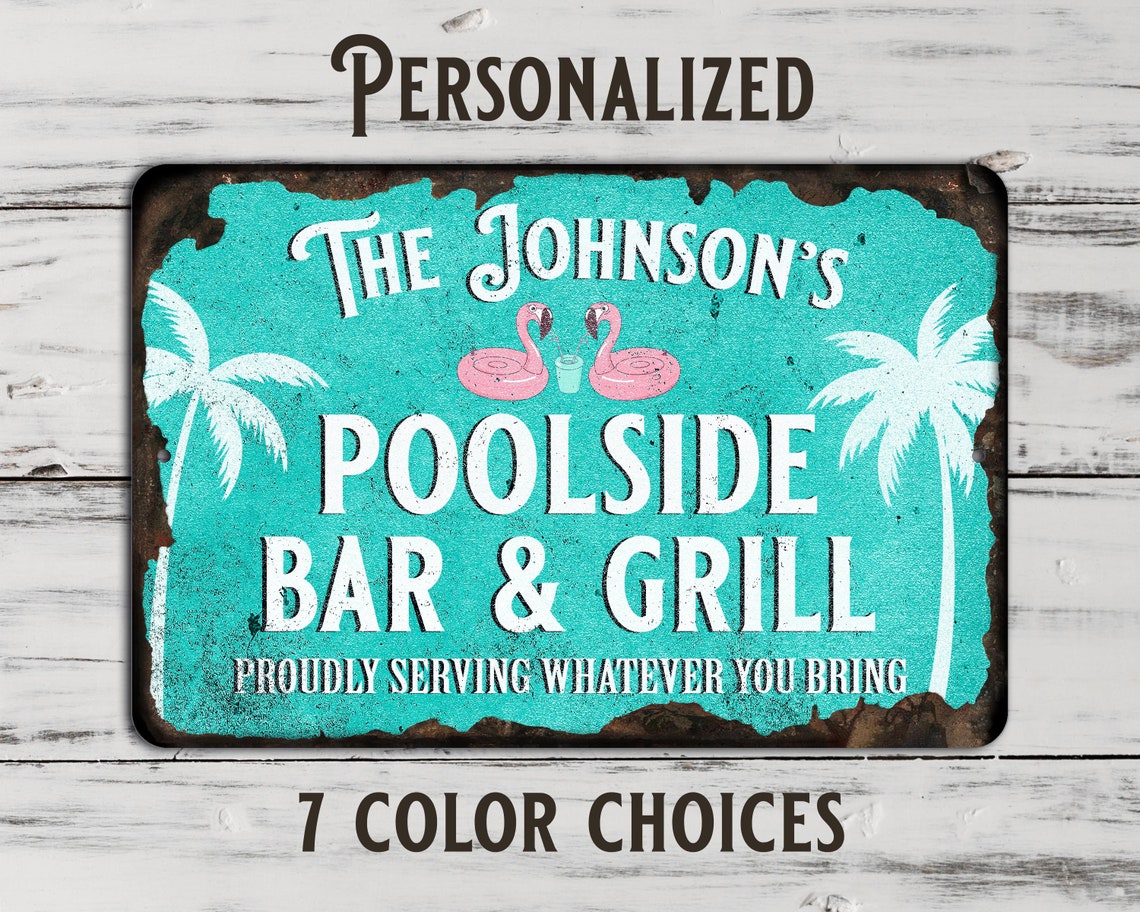 Personalized Poolside Bar Sign.