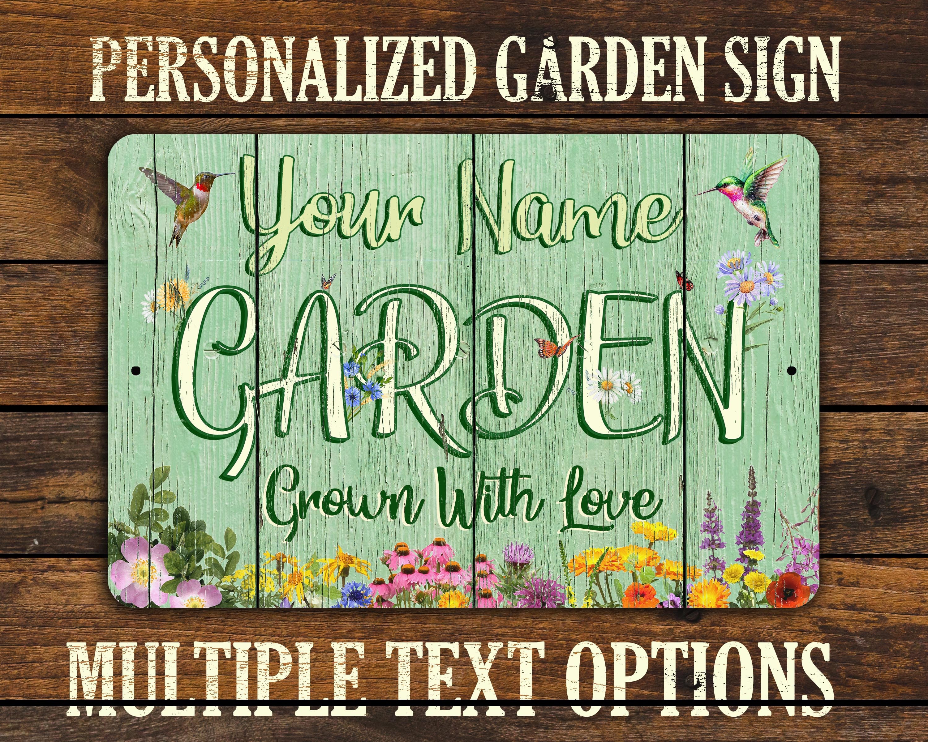Yard Art Personalized Sign Welcome Marker 3 Small Planks on 1 Stake Your Name Here Grown With Love Custom Marker Custom Garden Sign Family Sign 