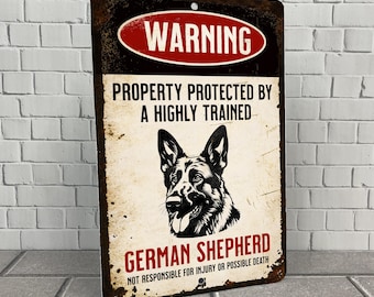 Custom Breed Beware of Dog Sign: Property Protected Aluminum Metal Sign
