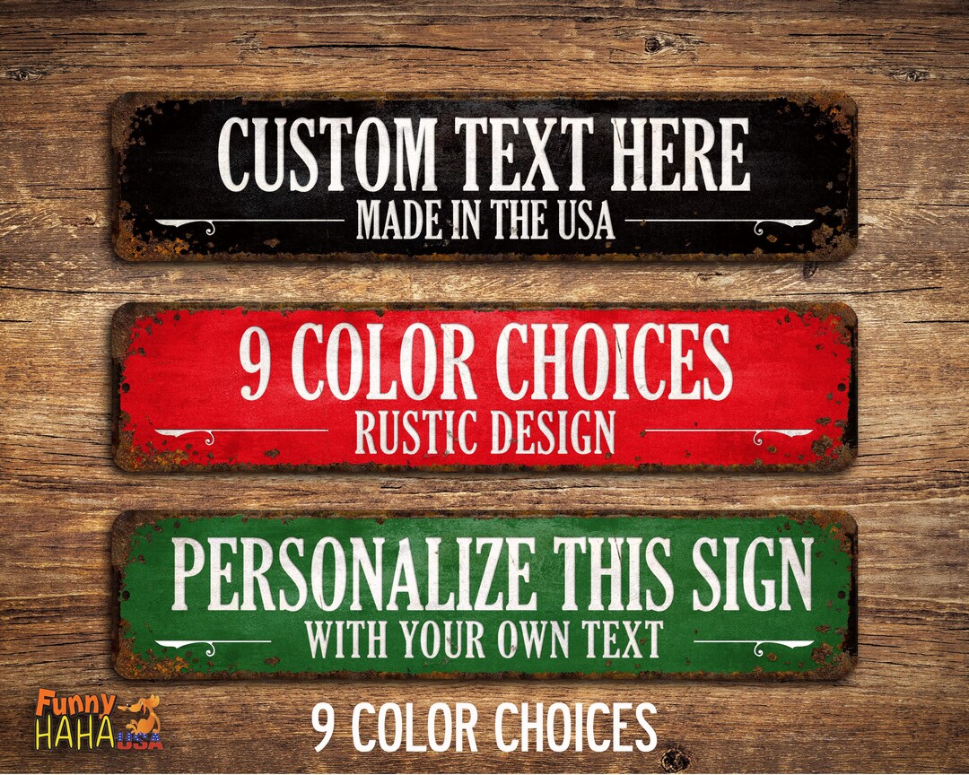 Street Sign Custom Color Rusted Metal Look Double Line Sign Etsy