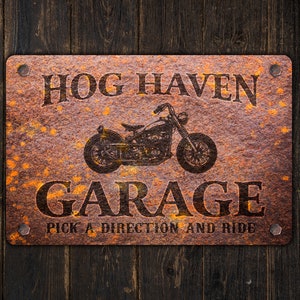 Panneau moto Garage pour motards personnalisé Plaque en métal personnalisée Design rouillé image 5